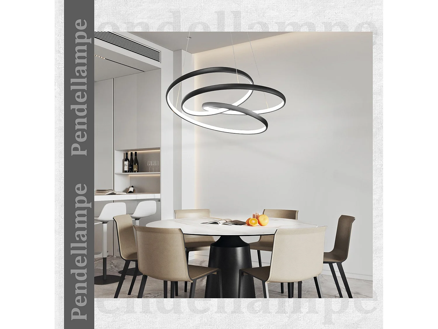 NETTLIFE Suspension LED Fer Noir Diam.24cm Dimmable 50CM Lampe à Suspension Moderne avec Télécommande Lampe de Salon 55W