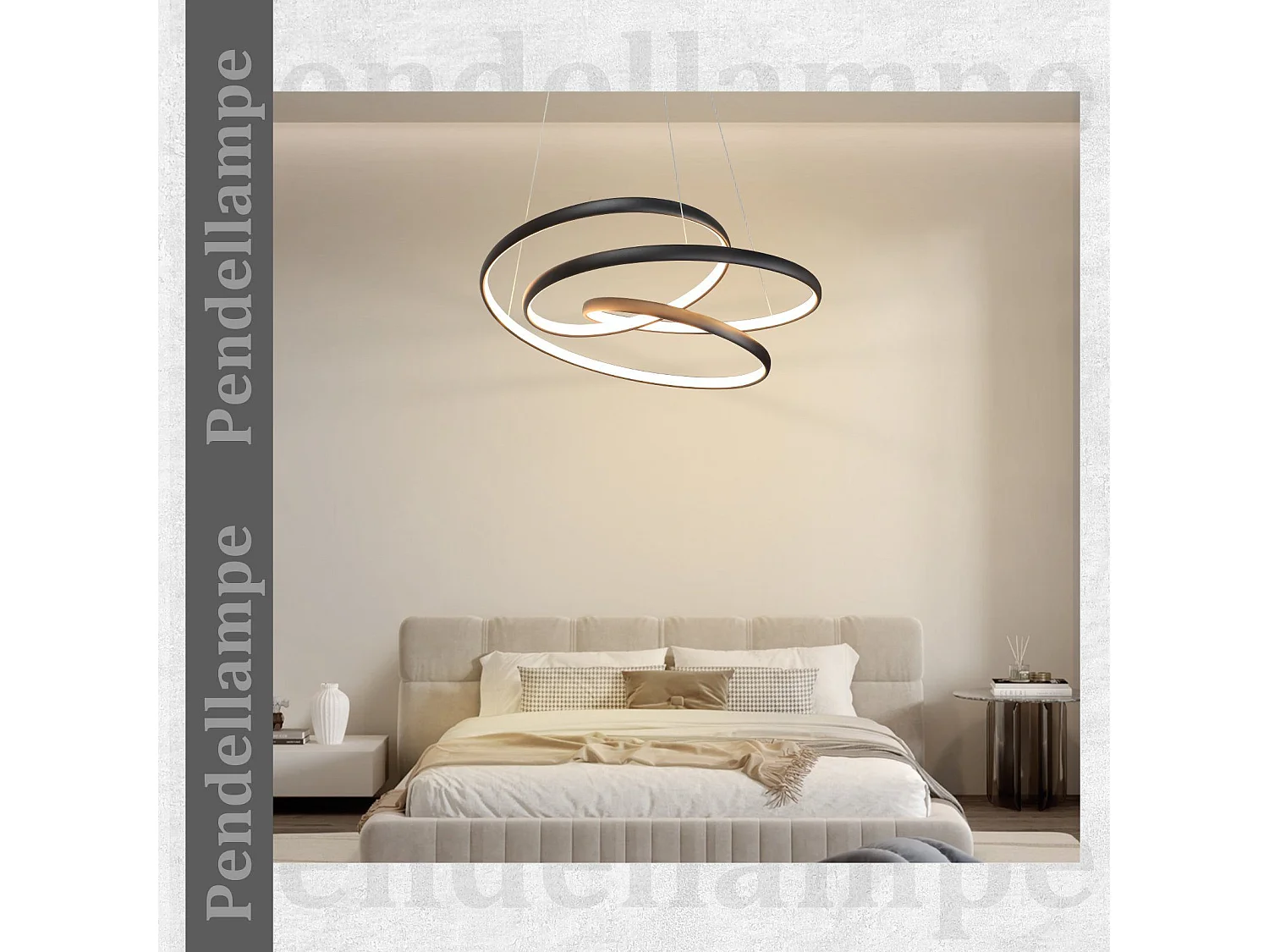 NETTLIFE Suspension LED Fer Noir Diam.24cm Dimmable 50CM Lampe à Suspension Moderne avec Télécommande Lampe de Salon 55W