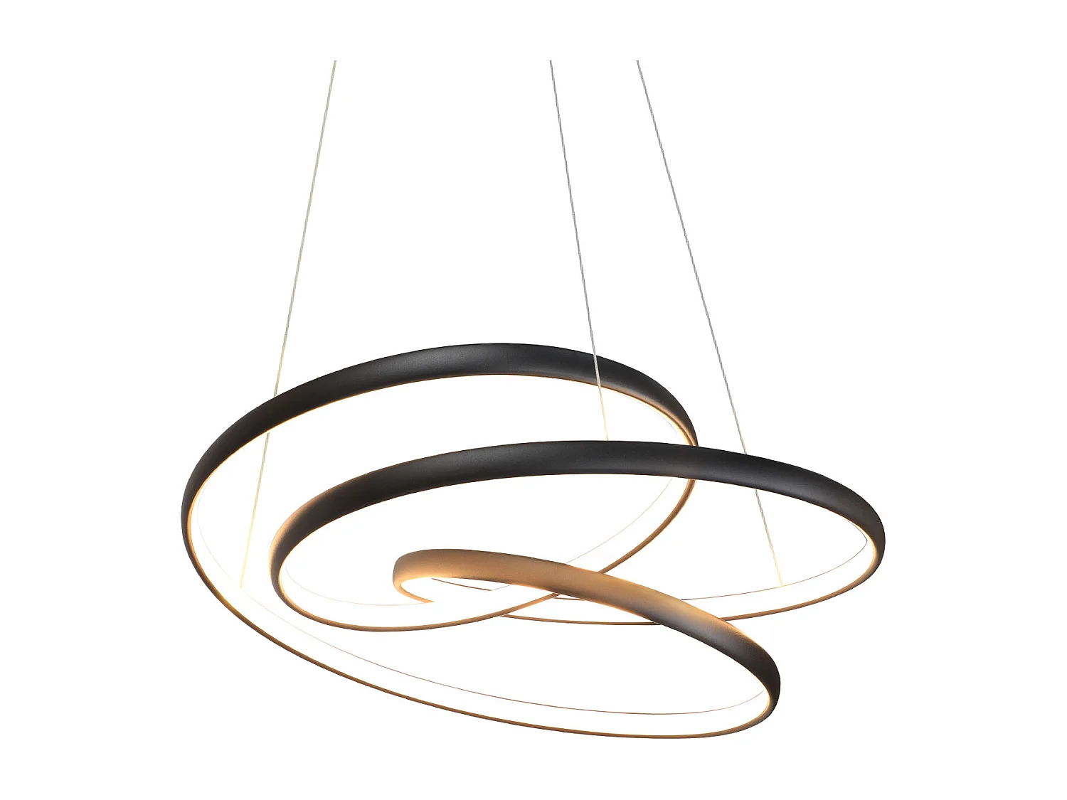 NETTLIFE Suspension LED Fer Noir Diam.24cm Dimmable 50CM Lampe à Suspension Moderne avec Télécommande Lampe de Salon 55W