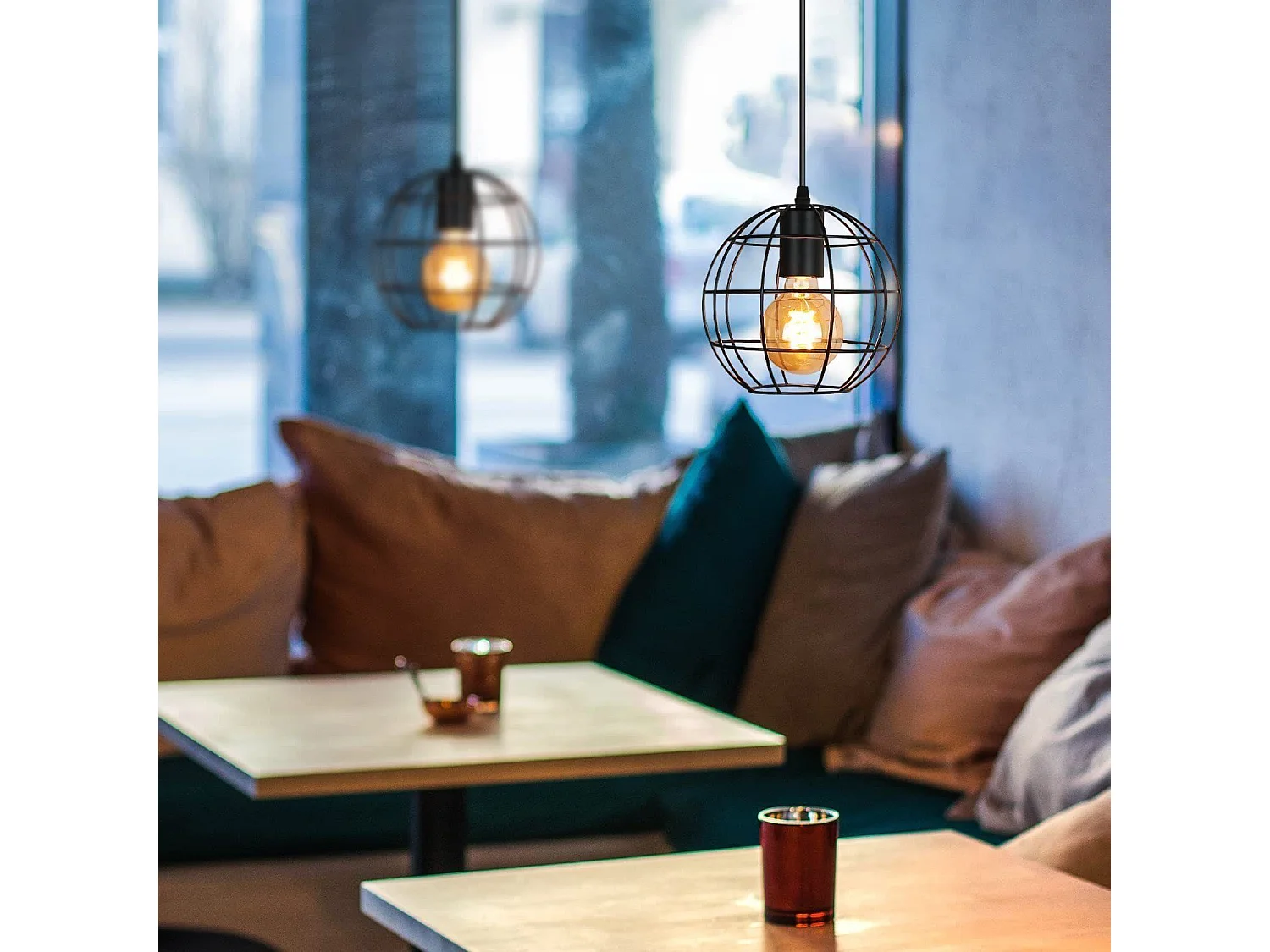 NETTLIFE Lampa wisząca w stylu vintage czarna E27 średnica 18,5cm metalowa kula przemysłowa Design lampa kuchenna do salonu sypialnia jadalnia maks. 40W