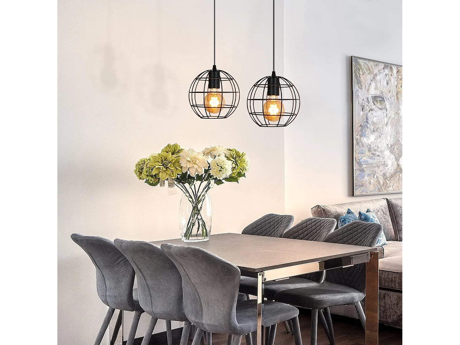 NETTLIFE Lampa wisząca w stylu vintage czarna E27 średnica 18,5cm metalowa kula przemysłowa Design lampa kuchenna do salonu sypialnia jadalnia maks. 40W