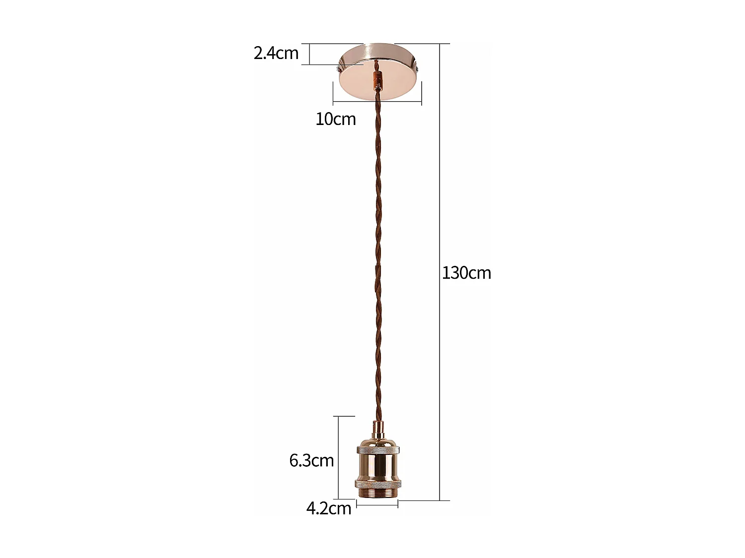 NETTLIFE Suspension Métal Or Rose Diam.10cm E27 Lampe Vintage Suspension Moderne avec Câble 1,3M avec Fixation Plafond pour Salle à Manger, Bar, Café