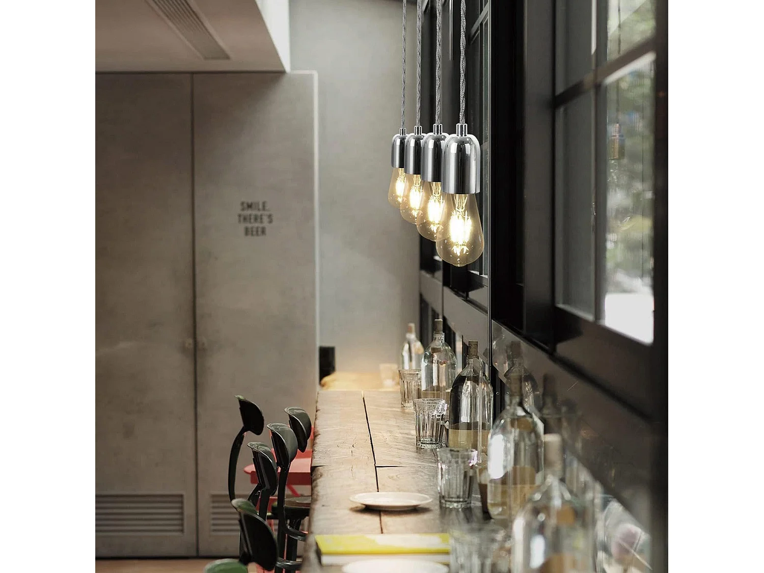 NETTLIFE Hanglamp -E27 fitting - zilver - vintage hanglamp - hanglamp met 1,3M kabel - voor eetkamer | bar | café