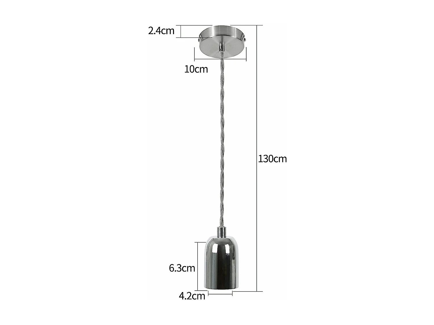 NETTLIFE Hanglamp -E27 fitting - zilver - vintage hanglamp - hanglamp met 1,3M kabel - voor eetkamer | bar | café