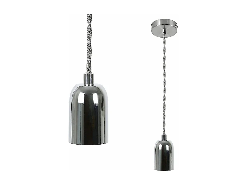 NETTLIFE Suspension Métal Argent Diam.10cm Douille E27 Vintage avec Câble Industriel Edison 1,3M avec Auvent Montage Plafond pour Salon Salle à Manger
