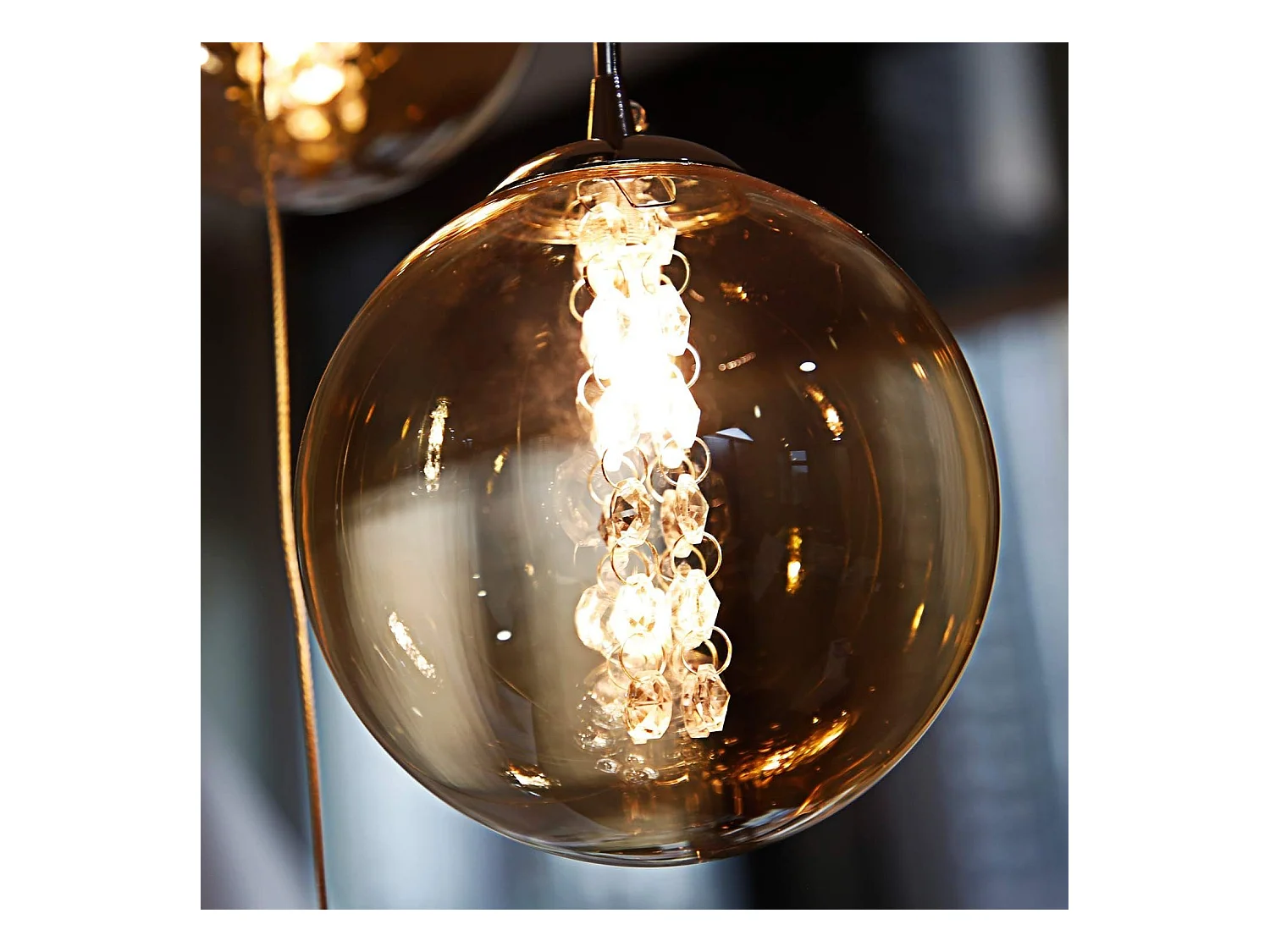 NETTLIFE Nowoczesna bursztynowa lampa wisząca ze szkła o średnicy 41 cm G9 Żyrandol schodowy z regulacją wysokości 15 żarówek Żyrandol do