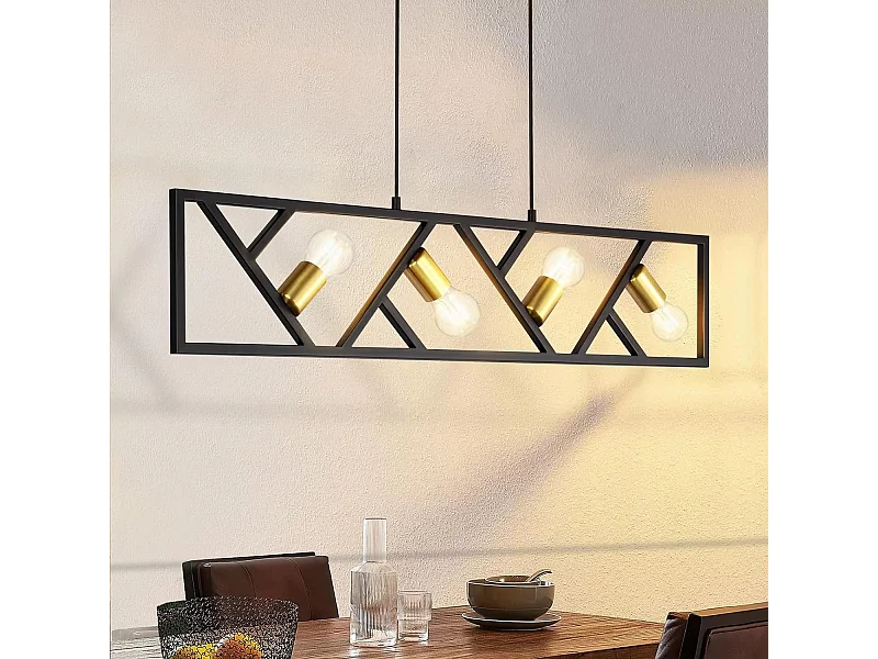 NETTLIFE Hanglamp - 4xE27 - zwart - Metaal - eetkamerlamp industrieel - excl. lichtbron - voor woonkamer | keuken | bar | eetkamer | restaurant