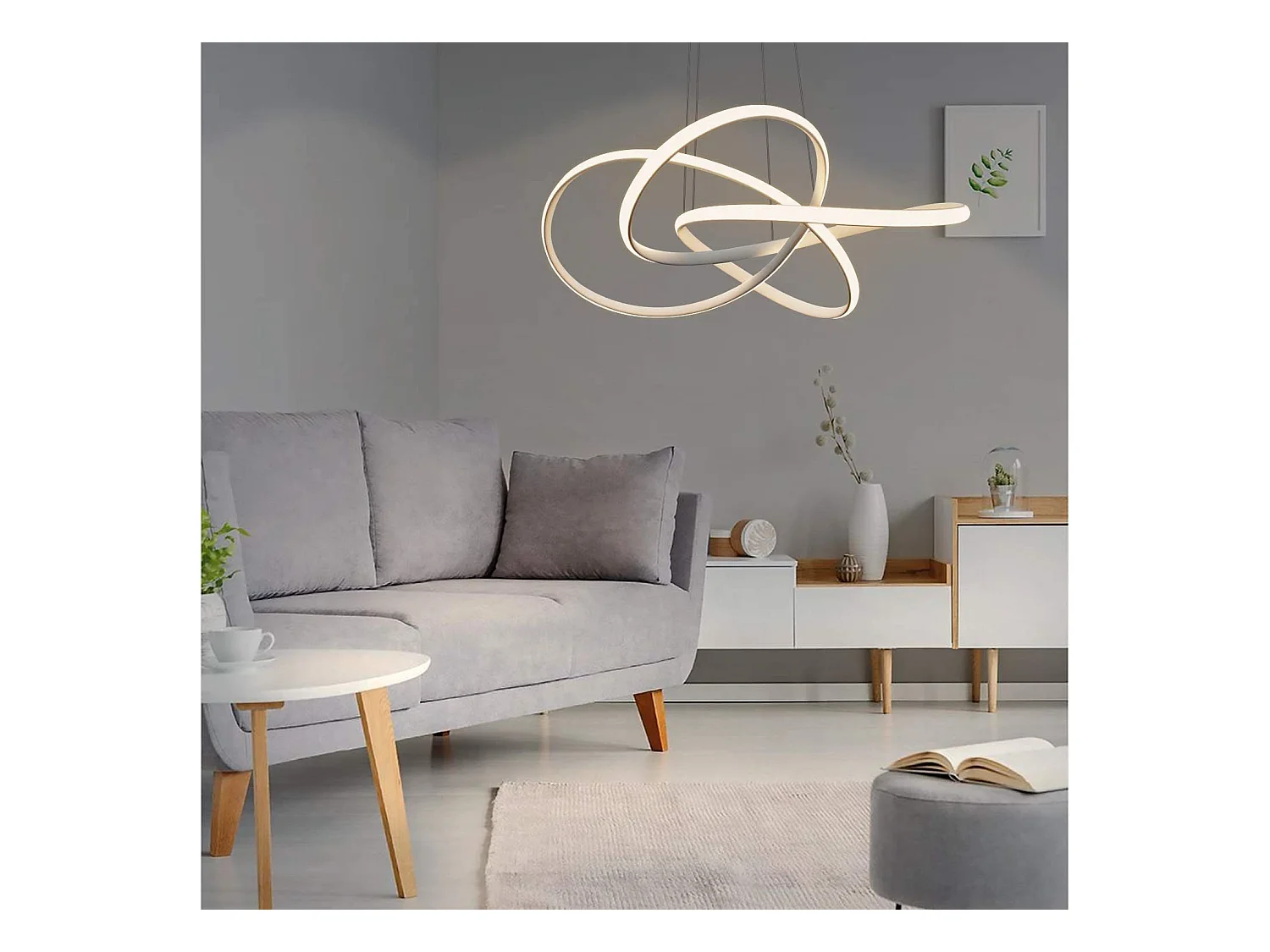 NETTLIFE LED Hanglamp Wit  Hanglamp Ringen Kroonluchter 62W Dimbaar met Afstandsbediening In Hoogte Verstelbare Binnenverlichting Woonkamer Restaurant Slaapkamer