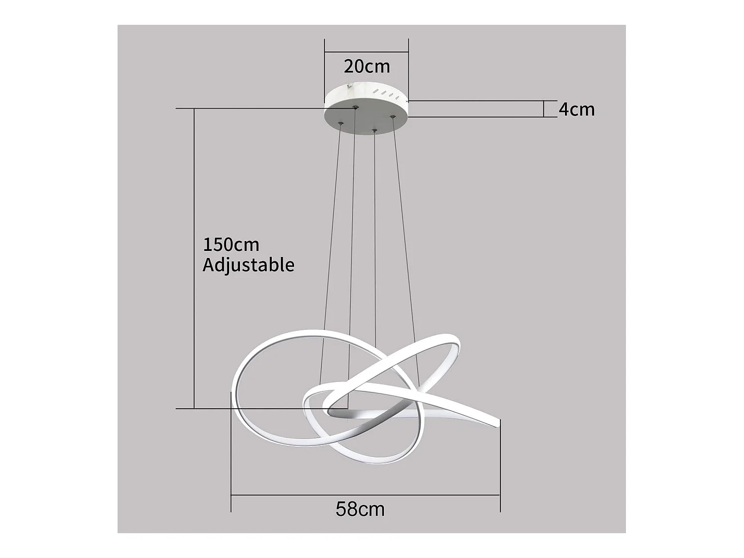 NETTLIFE LED Hanglamp Wit  Hanglamp Ringen Kroonluchter 62W Dimbaar met Afstandsbediening In Hoogte Verstelbare Binnenverlichting Woonkamer Restaurant Slaapkamer