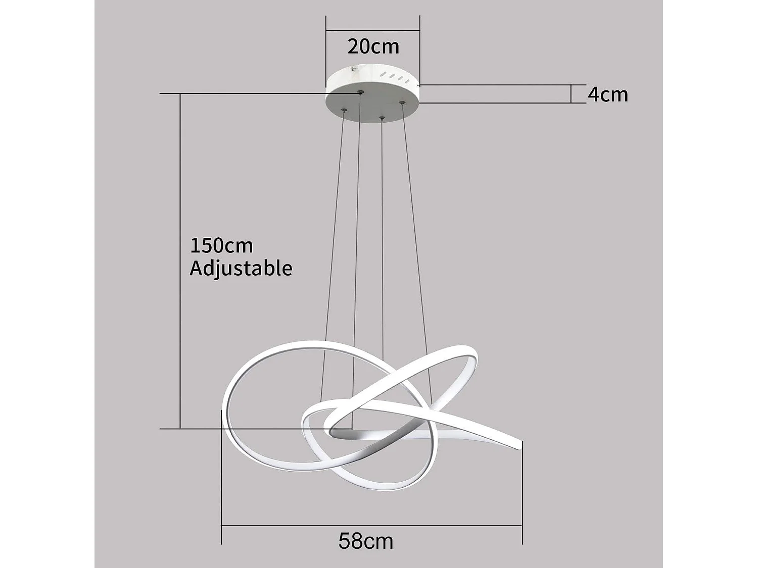 NETTLIFE LED Hanglamp Wit  Hanglamp Ringen Kroonluchter 62W Dimbaar met Afstandsbediening In Hoogte Verstelbare Binnenverlichting Woonkamer Restaurant Slaapkamer