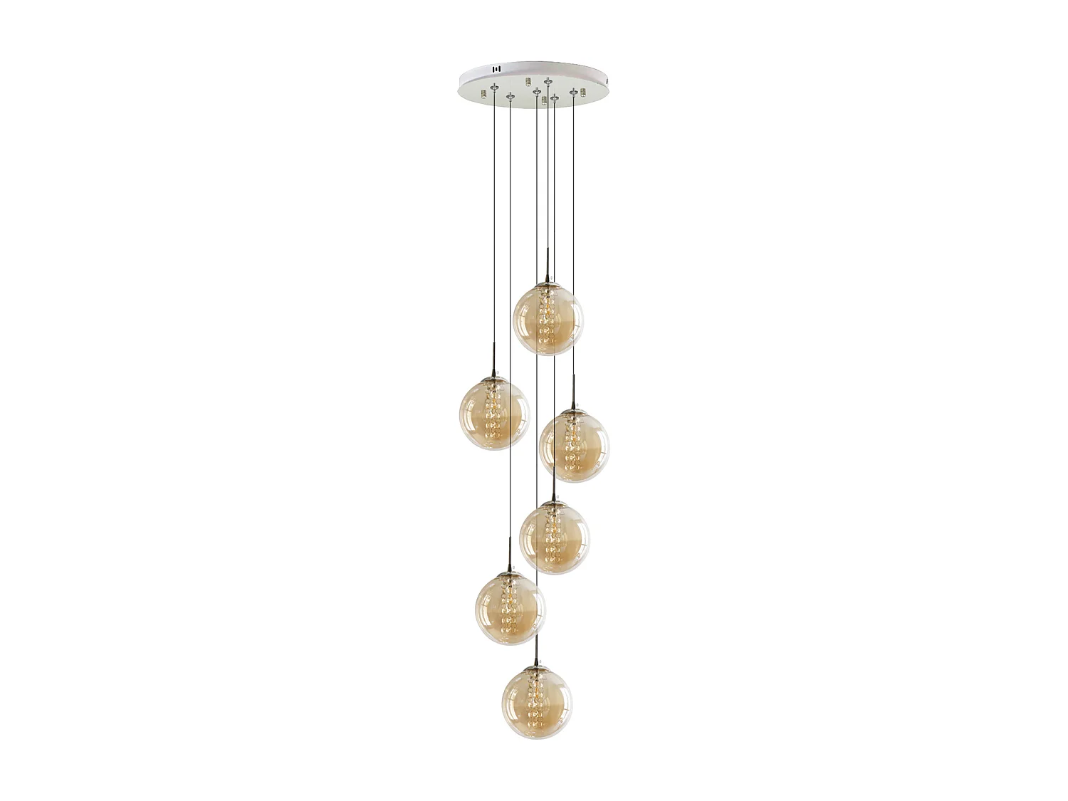 NETTLIFE Suspension verre Diam.31cm G9 ambre table à manger boule réglable en hauteur 6 lampes dans la cuisine lampe de salon lampe de chambre