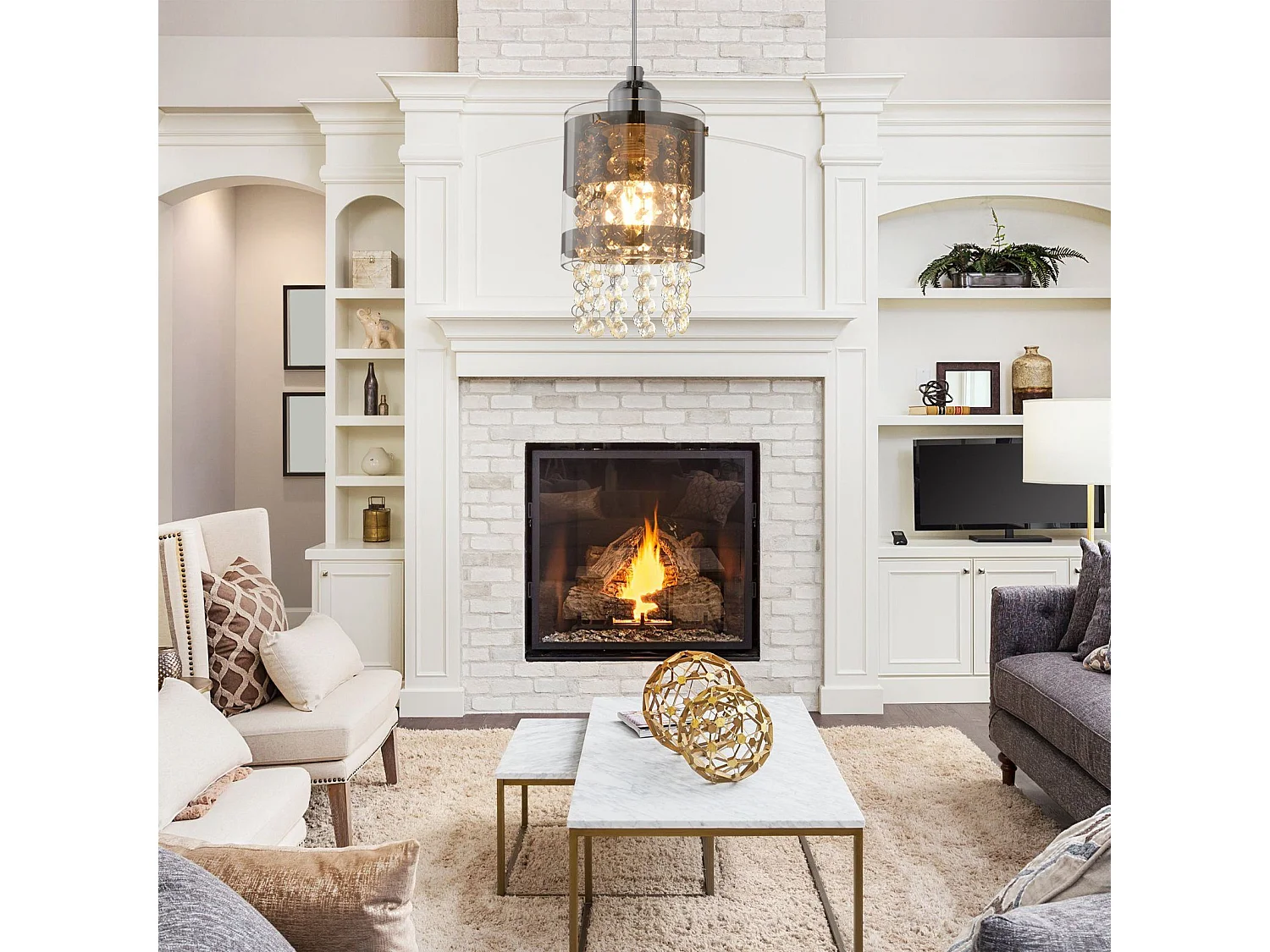 NETTLIFE Suspension verre couleur transparent max. 40w E27 Max Diam.150CM table à manger moderne 1 ampoule  design cristal pour salon chambre cuisine