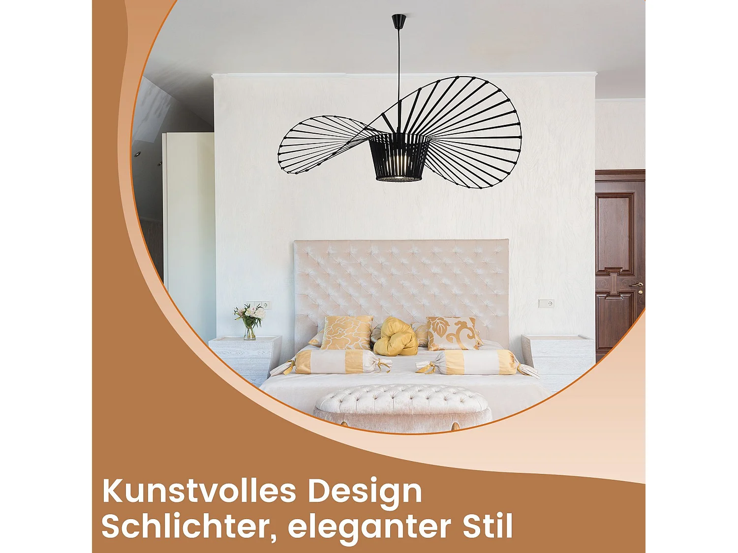 NETTLIFE Zawieszenie E27 Czarny nowoczesny wzór kapelusza Średnica 140 cm Poliwęglan Maks. 40 W do salonu, jadalni, kuchni, bez żarówki