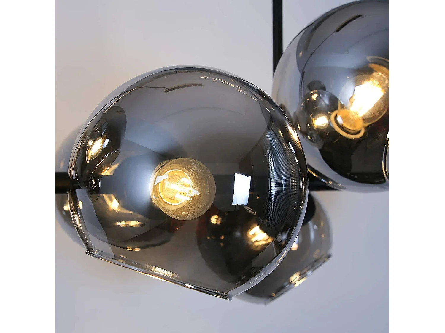 NETTLIFE Suspension Verre Diam.105cm E27 8 Flammes Lampe Suspendue Salon Chambre Salle à Manger Boule de Verre Moderne Ambre pour Cuisine Hôtel