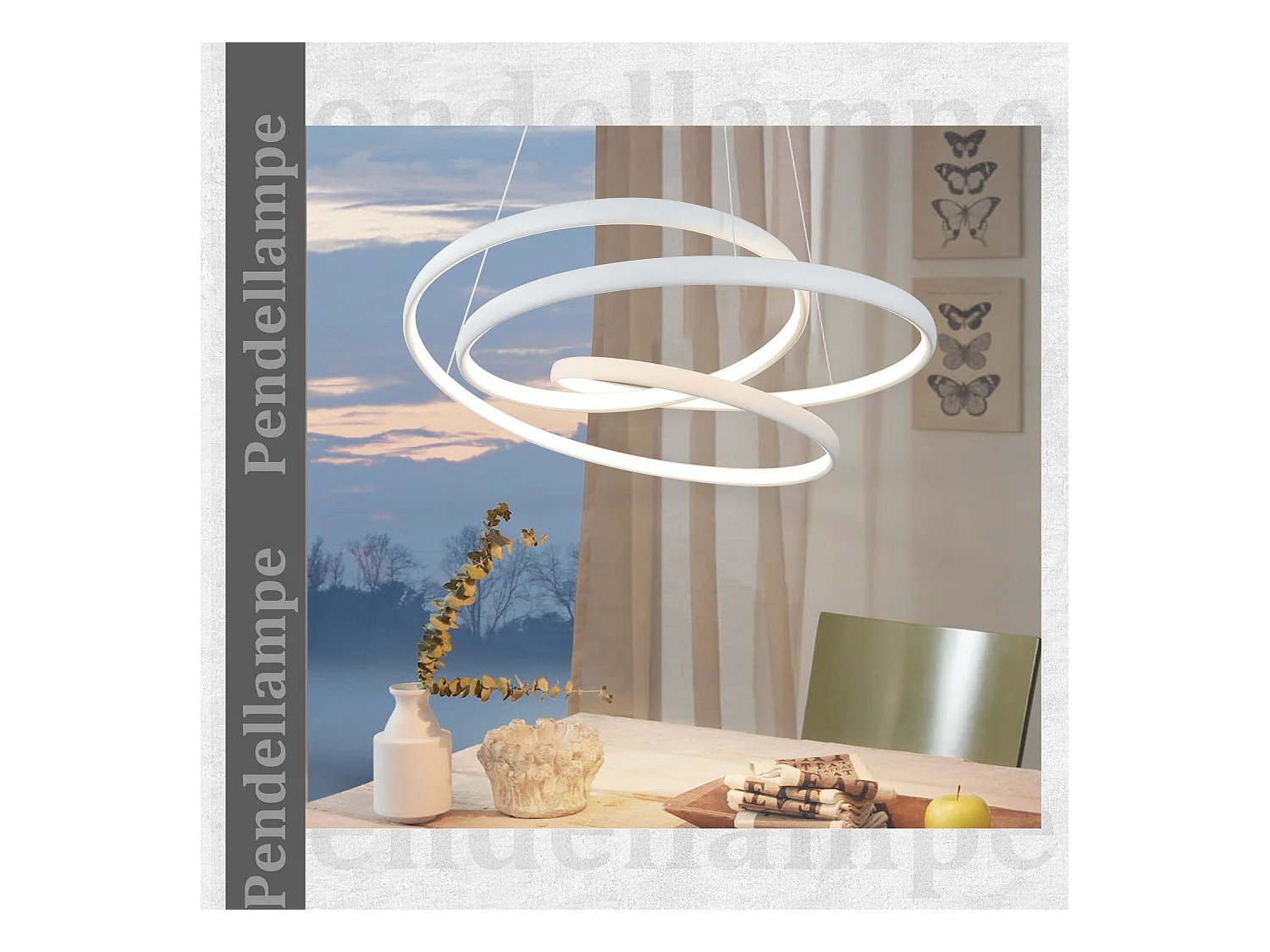 NETTLIFE Lámpara Colgante LED Diam.50CM 55W Mesa de de Hierro Blanco Lámpara de Mesa de Moderna Regulable con Control Remoto para  Dormitorio