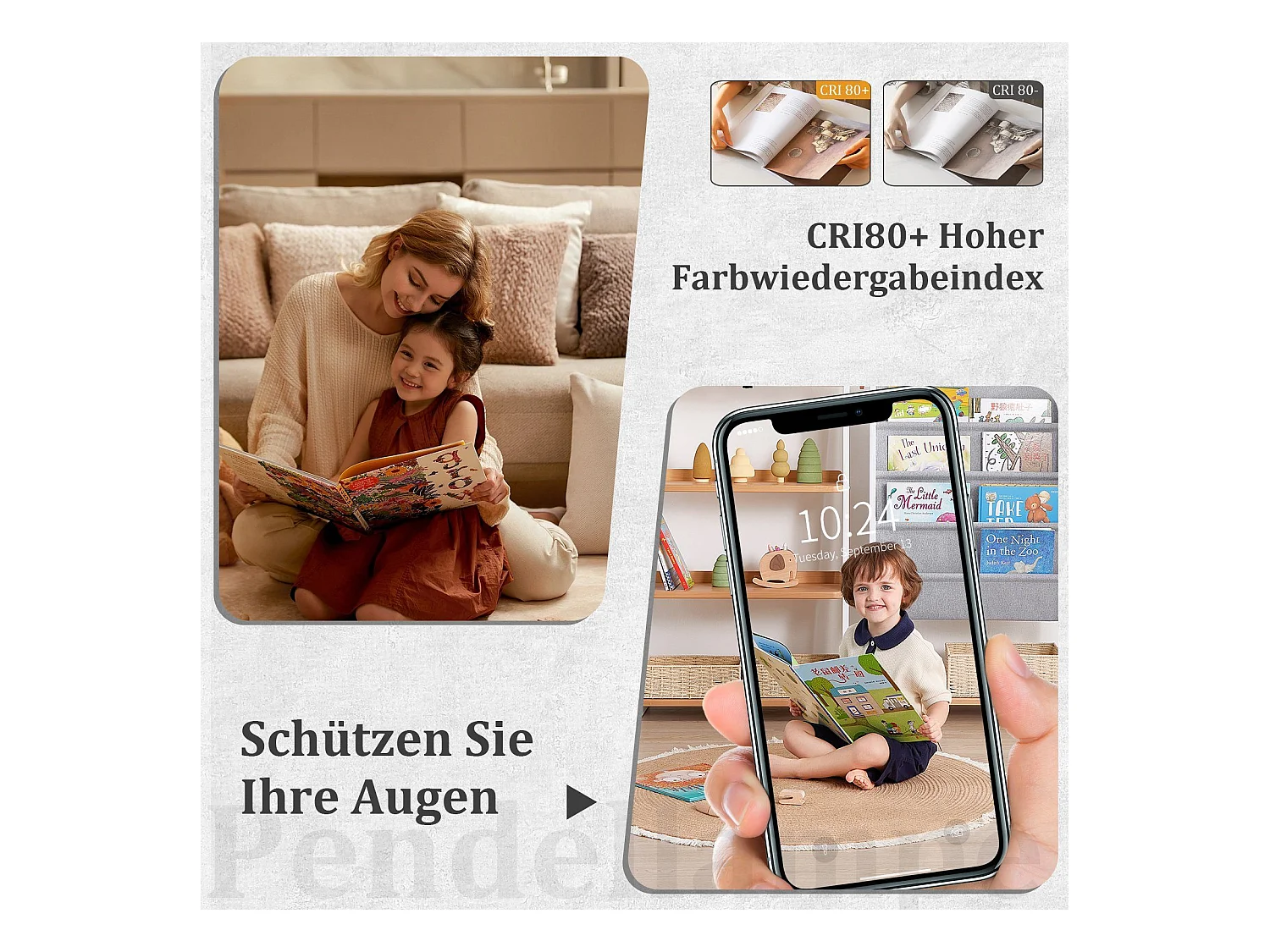 NETTLIFE Lámpara Colgante LED Diam.50CM 55W Mesa de de Hierro Blanco Lámpara de Mesa de Moderna Regulable con Control Remoto para  Dormitorio