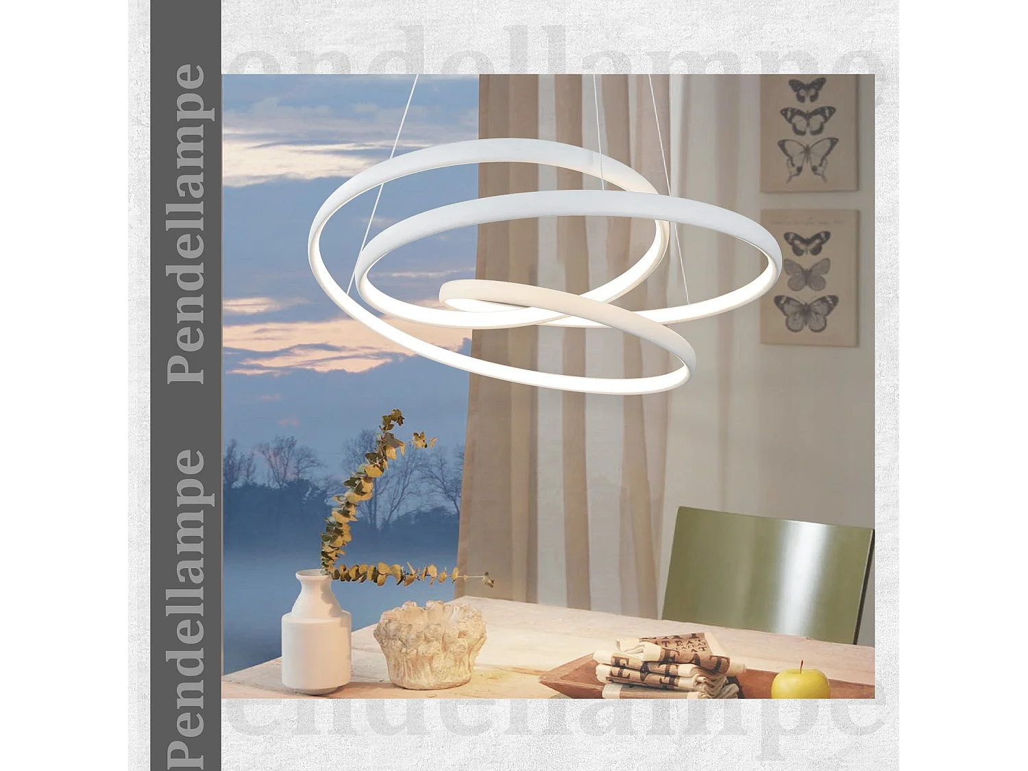 NETTLIFE Lámpara Colgante LED Diam.50CM 55W Mesa de de Hierro Blanco Lámpara de Mesa de Moderna Regulable con Control Remoto para  Dormitorio