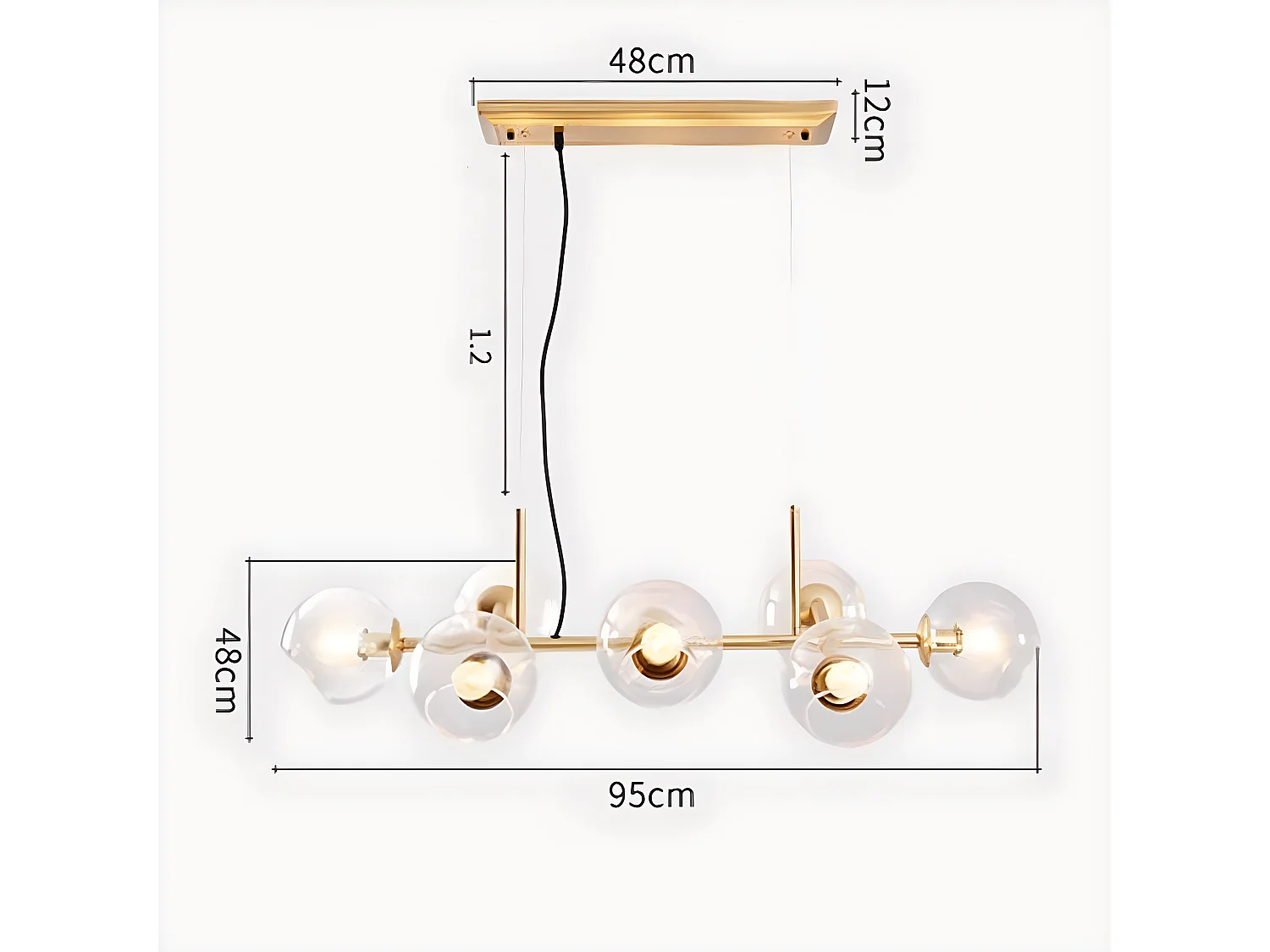 NETTLIFE Suspension LED en verre Diam.105 cm E27 avec 8 ampoules boule lumineuse lustre LED lampe de salon chambre lumière éclairage intérieur