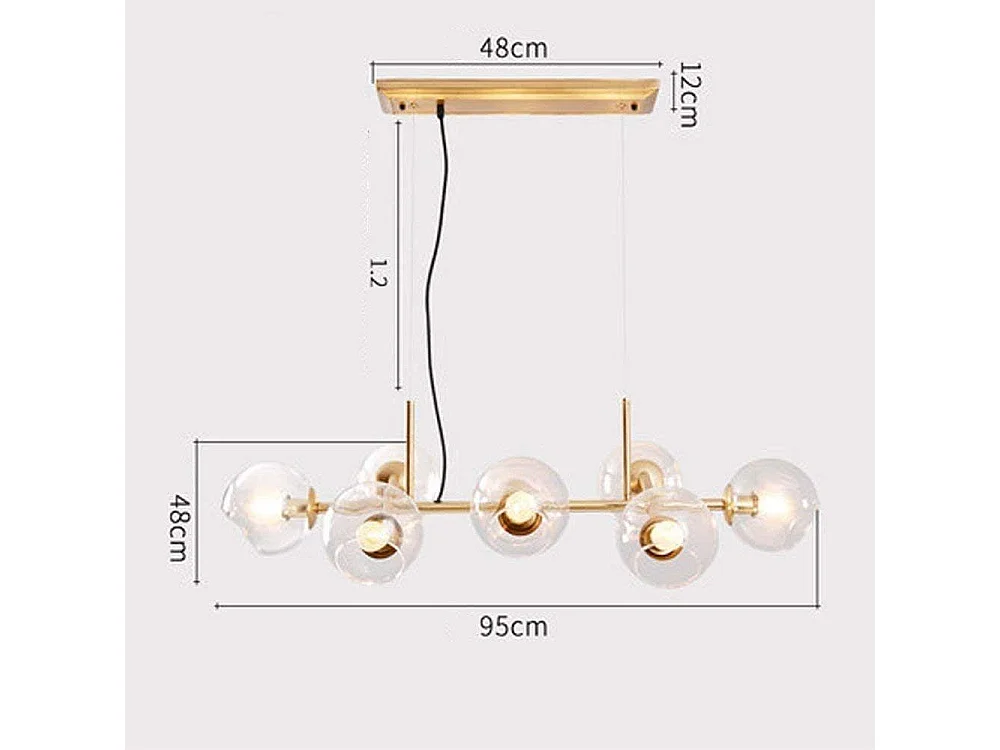 NETTLIFE LED Hanglamp E27 - goud - 8 lichts - met glazen bol - Vintage eetkamerlamp woonkamer | slaapkamer | keuken