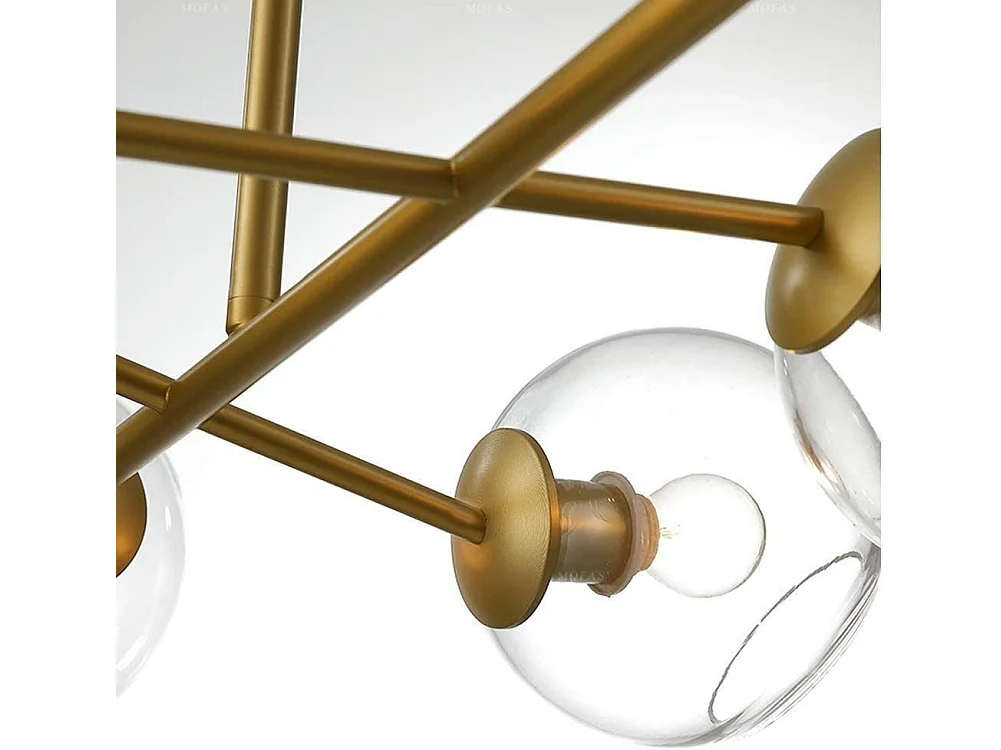 NETTLIFE LED Hanglamp E27 - goud - 8 lichts - met glazen bol - Vintage eetkamerlamp woonkamer | slaapkamer | keuken