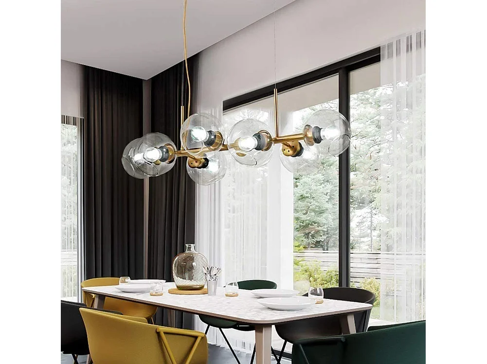 NETTLIFE LED Hanglamp E27 - goud - 8 lichts - met glazen bol - Vintage eetkamerlamp woonkamer | slaapkamer | keuken