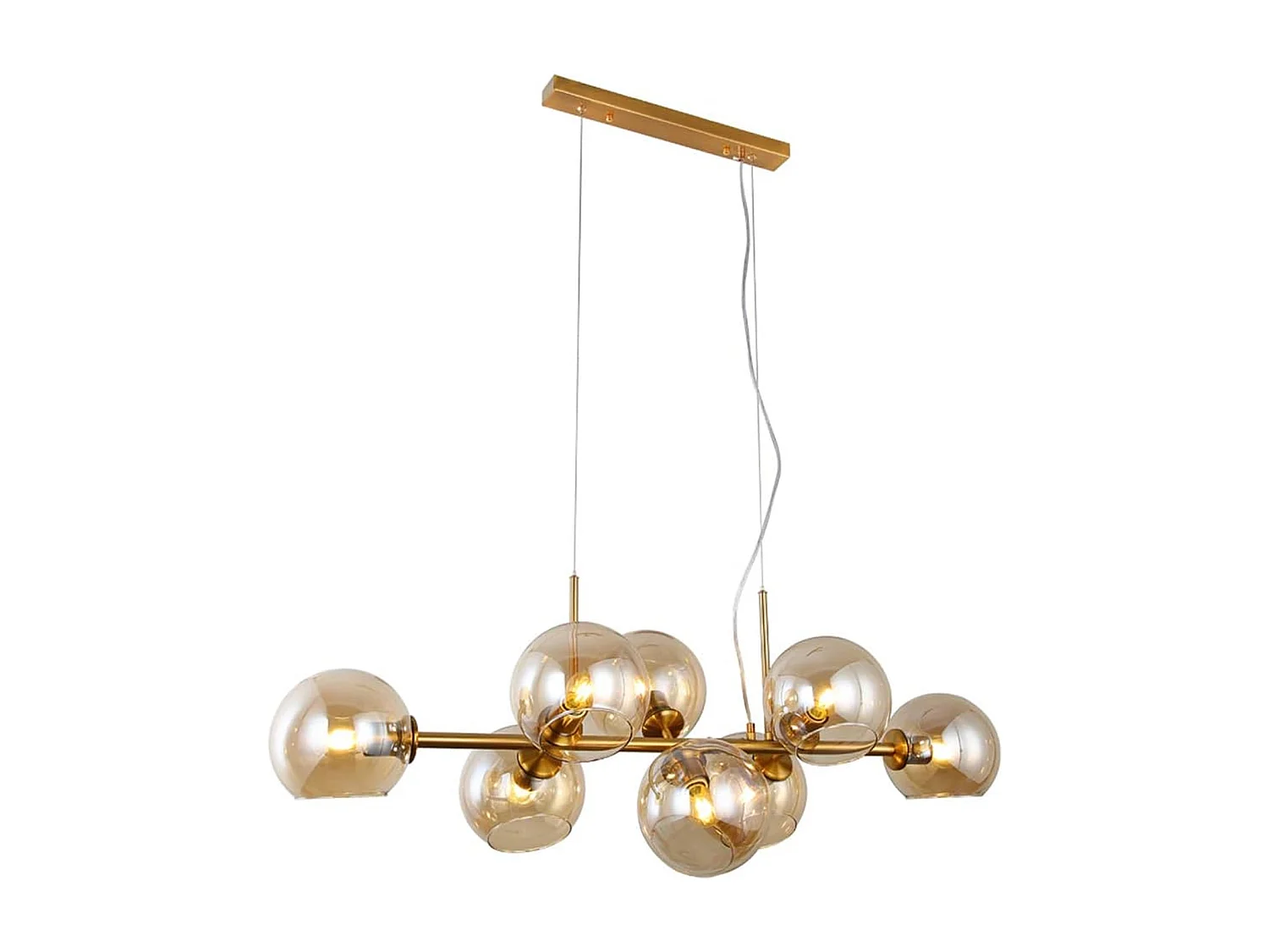NETTLIFE LED Hanglamp E27 - goud - 8 lichts - met glazen bol - Vintage eetkamerlamp woonkamer | slaapkamer | keuken