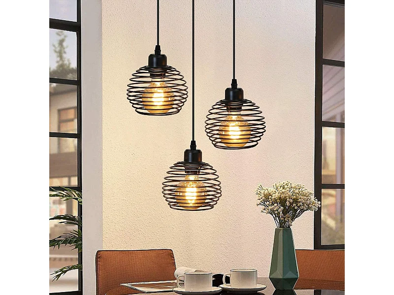 NETTLIFE Metall - Schwarz - Hängelampe, Durchmesser 30 cm, E27, Vintage, Retro, für Industrieküche, Speise - / Wohnzimmer, Arbeitszimmer, Restaurant.