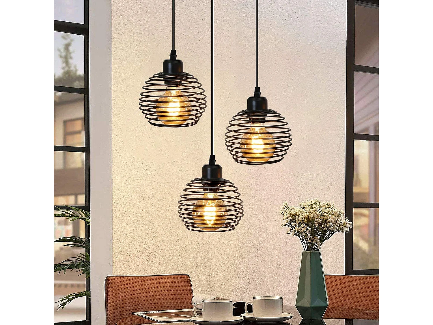 NETTLIFE Lampa wisząca czarna metalowa średnica 30cm E27 Vintage Retro industrialna lampa wisząca do kuchni do jadalni salon gabinet biuro restauracja