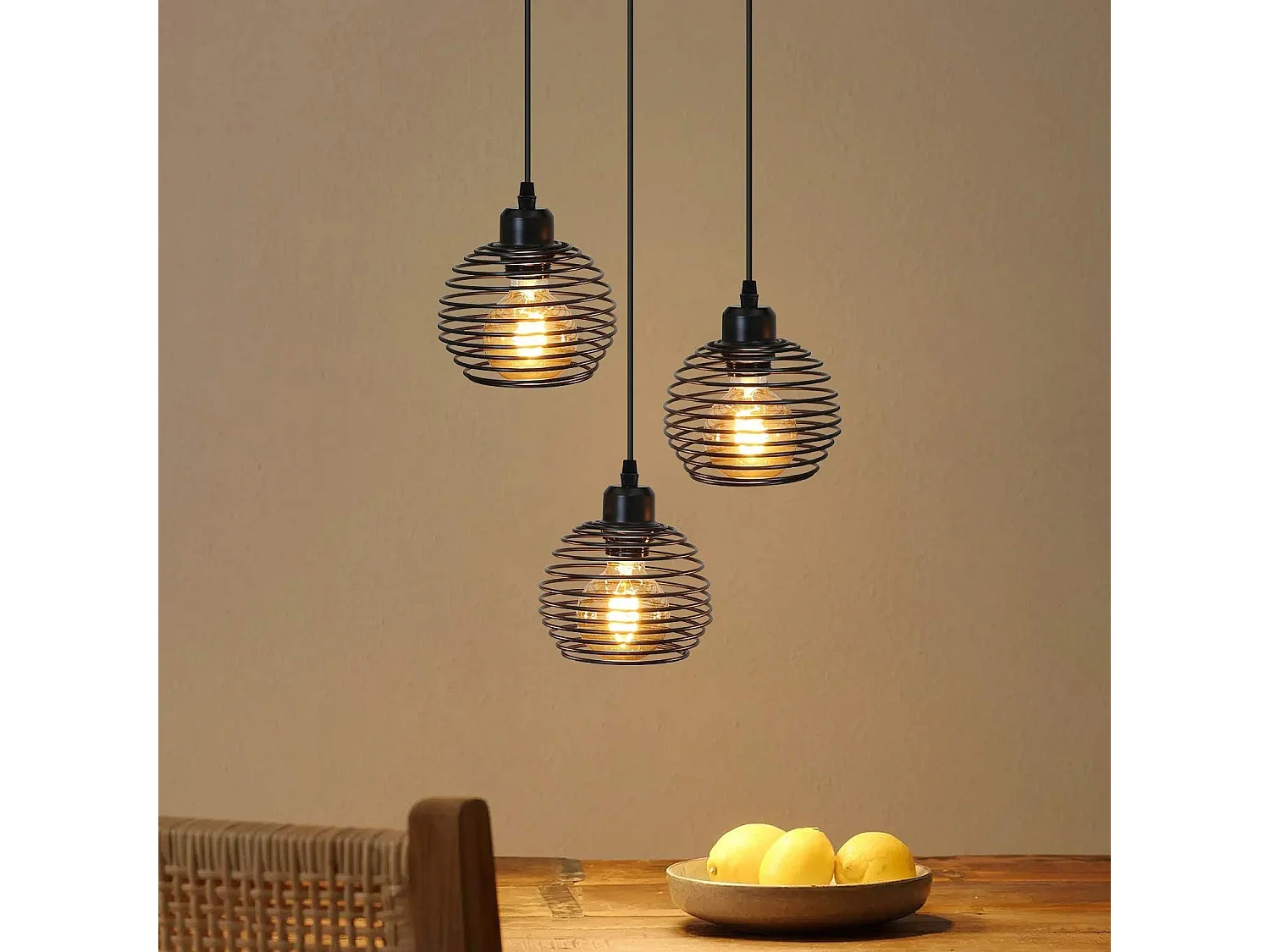 NETTLIFE Lampa wisząca czarna metalowa średnica 30cm E27 Vintage Retro industrialna lampa wisząca do kuchni do jadalni salon gabinet biuro restauracja