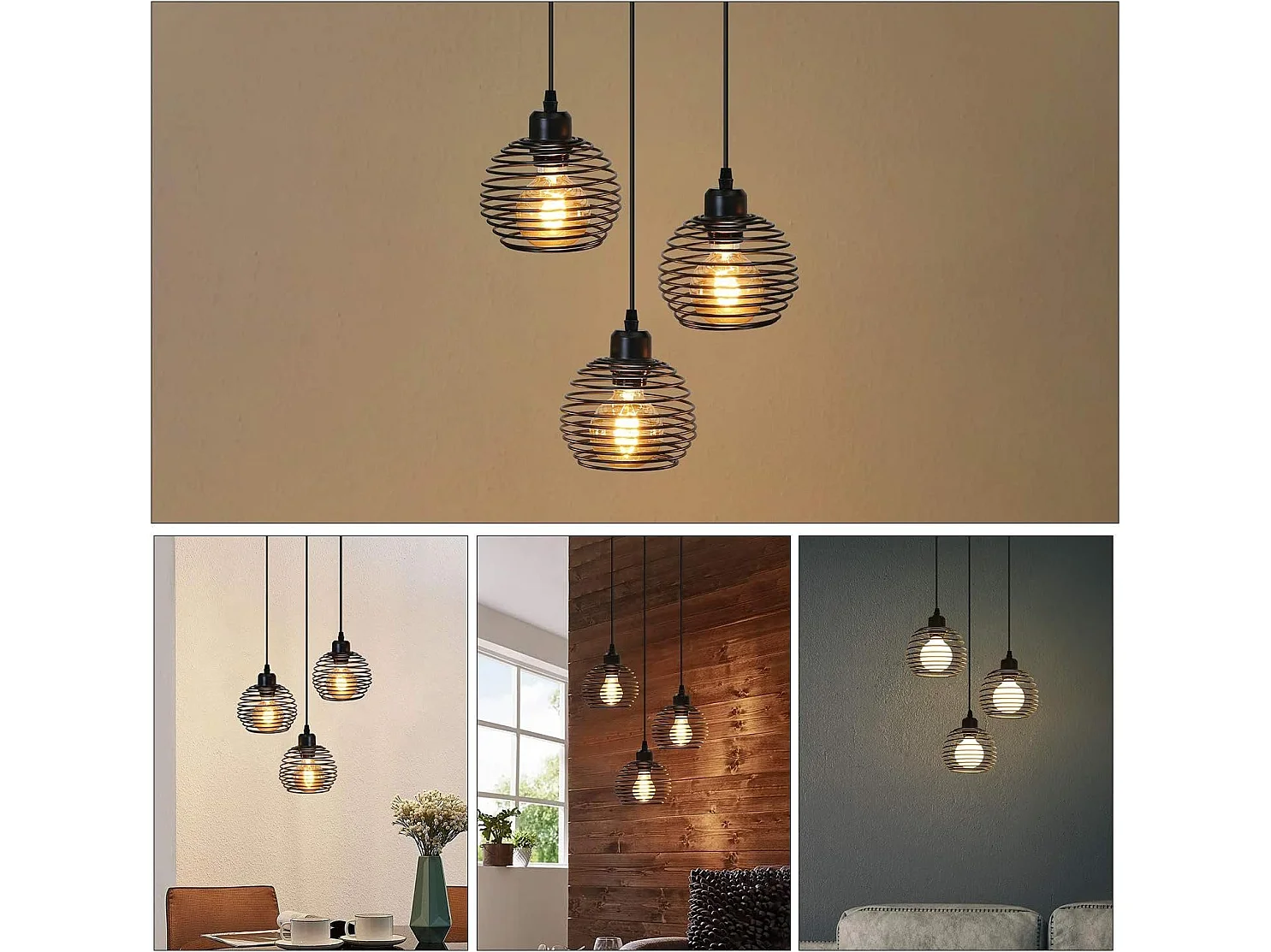 NETTLIFE Lampa wisząca czarna metalowa średnica 30cm E27 Vintage Retro industrialna lampa wisząca do kuchni do jadalni salon gabinet biuro restauracja