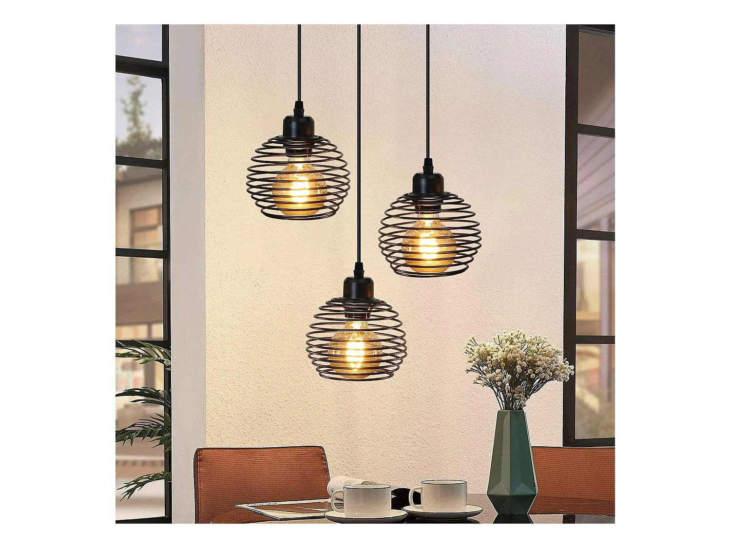 NETTLIFE Suspension Noir Métal Diam.30cm E27 Vintage Rétro Cuisine Industrielle Suspension pour à Manger Salon Étude Bureau Restaurant