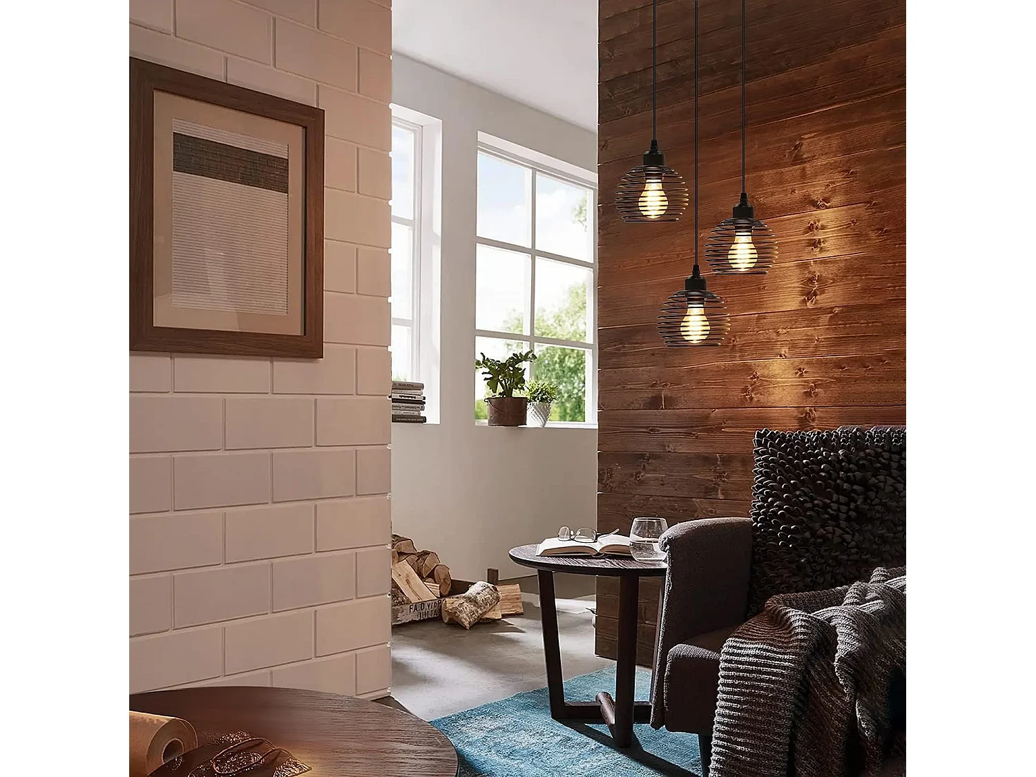 NETTLIFE Suspension Noir Métal Diam.30cm E27 Vintage Rétro Cuisine Industrielle Suspension pour à Manger Salon Étude Bureau Restaurant