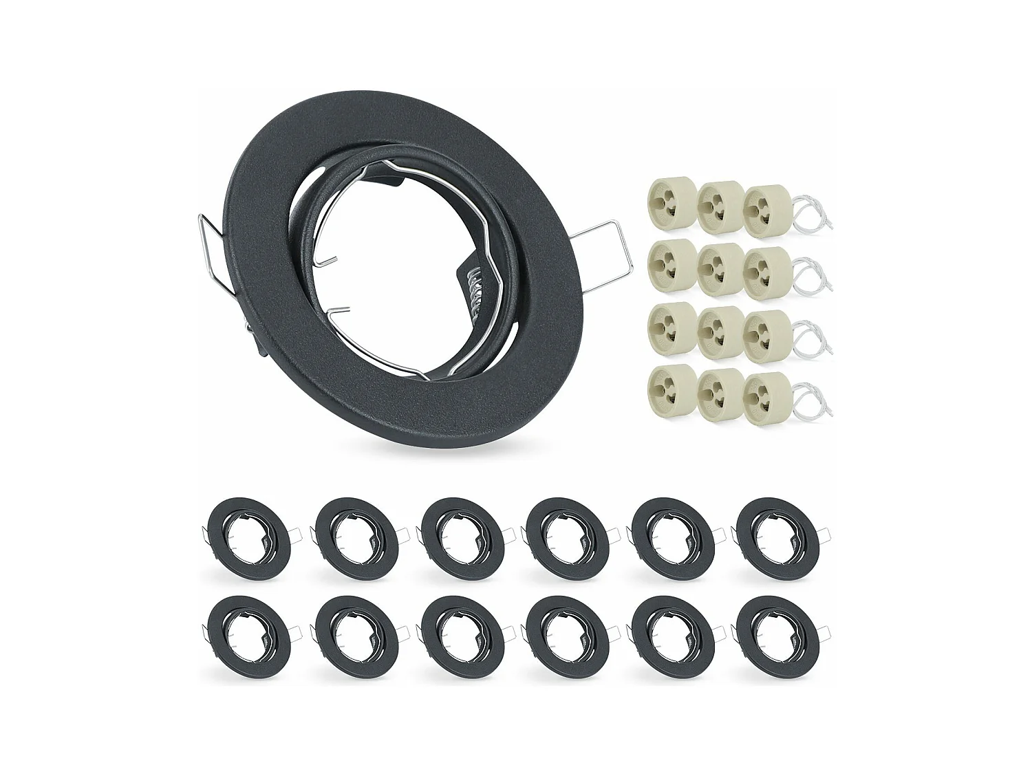 NETTLIFE Set van 12 GU10 LED inbouwspots, 30° verstelbaar, rond, inclusief fitting met chroom halogeen frame, geschikt voor lichtcentra