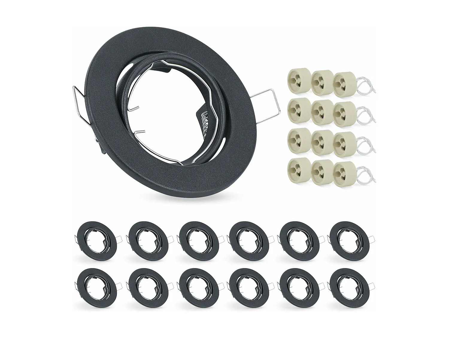 NETTLIFE Set van 12 GU10 LED inbouwspots, 30° verstelbaar, rond, inclusief fitting met chroom halogeen frame, geschikt voor lichtcentra