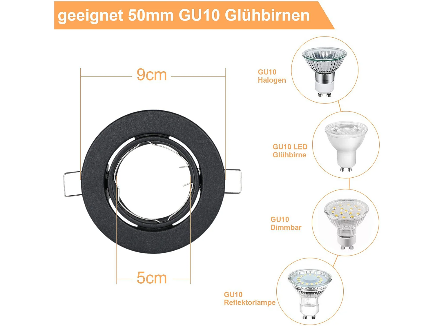 NETTLIFE Set van 12 GU10 LED inbouwspots, 30° verstelbaar, rond, inclusief fitting met chroom halogeen frame, geschikt voor lichtcentra