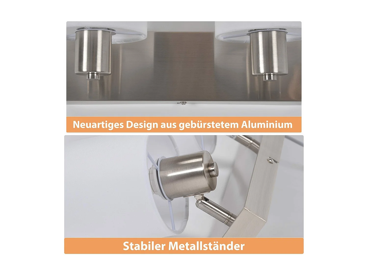 NETTLIFE 4er Moderner Wohnzimmer Deckenstrahler E14 Silber 350° Schwenkbar MAX.25W Stoffschirmlampe für Schlafzimmer Küche Flur (Ohne Leuchtmittel)
