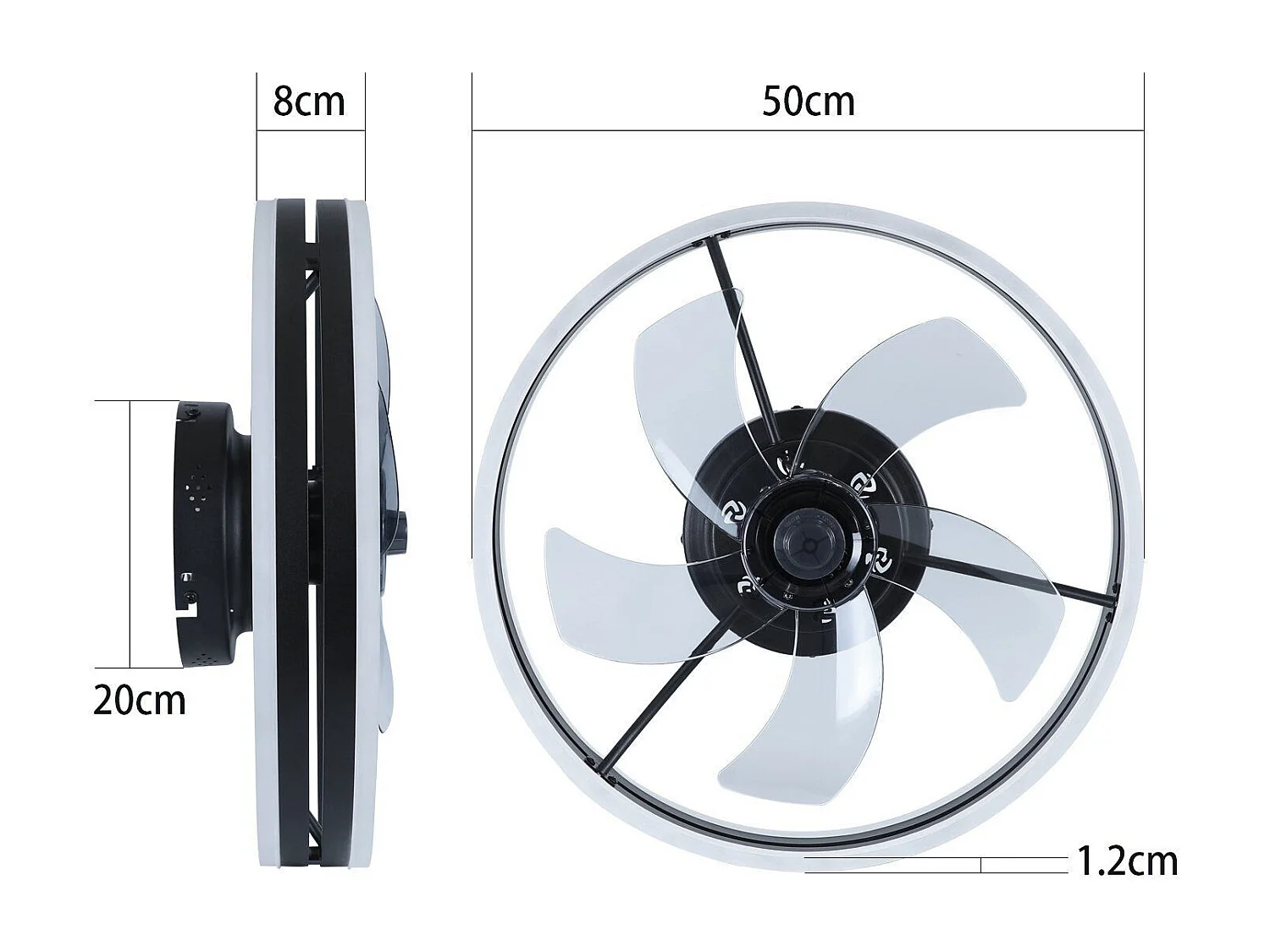 NETTLIFE Ventilateur de plafond avec éclairage LED et télécommande - Silencieux, lampe plafonnier dimmable avec ventilateur, minuterie