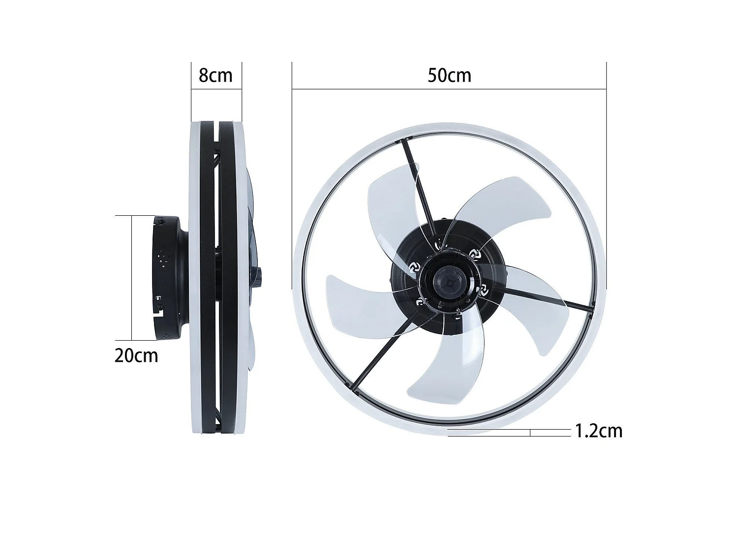 NETTLIFE Ventilateur de plafond avec éclairage LED et télécommande - Silencieux, lampe plafonnier dimmable avec ventilateur, minuterie
