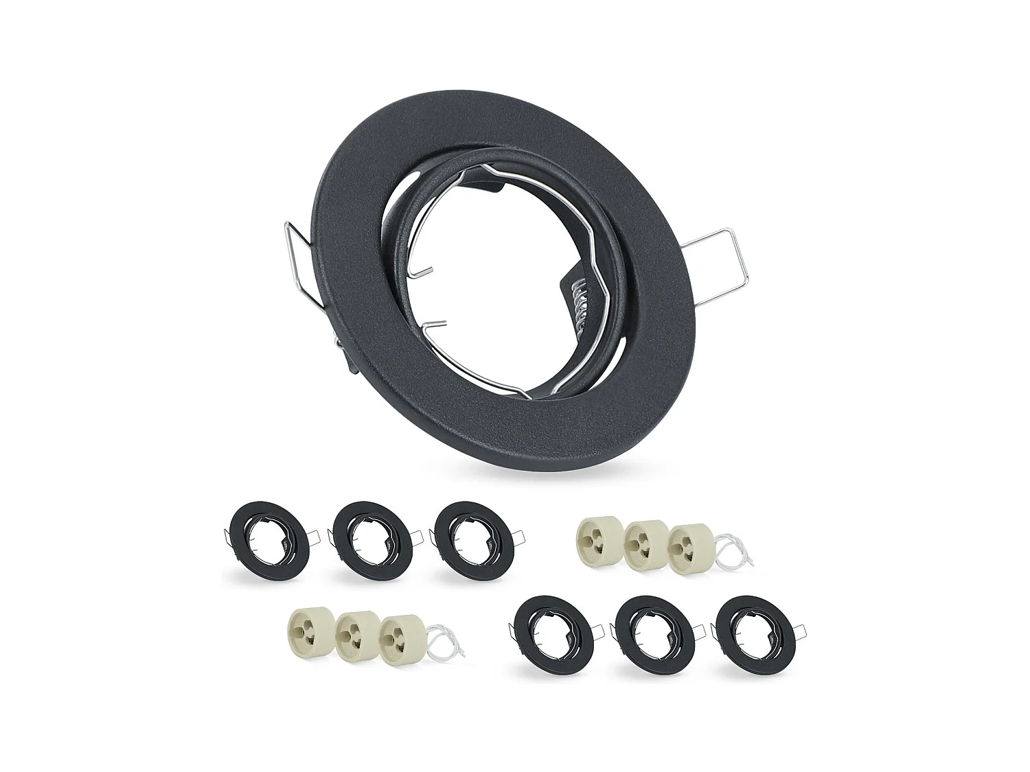 NETTLIFE Set van 6 GU10 LED inbouwspots, 30° rond richtbaar, inclusief chromen frame en halogeenlamphouder, geschikt voor lichtcentra.