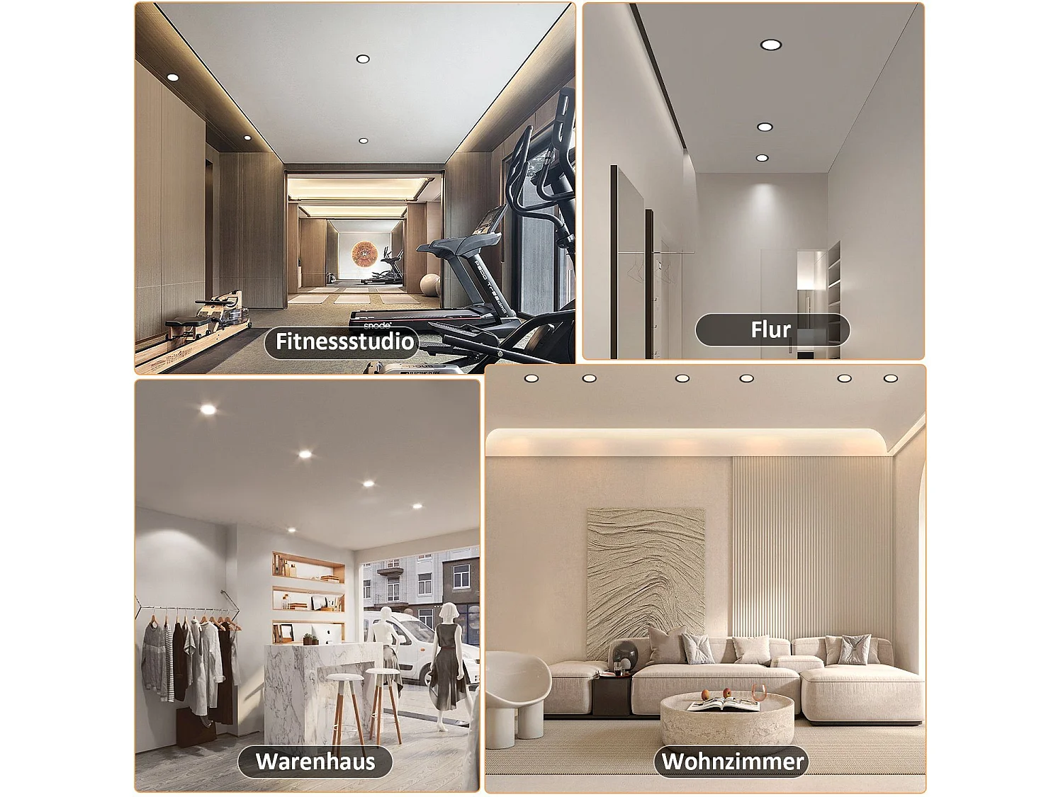 NETTLIFE Set van 6 GU10 LED inbouwspots, 30° rond richtbaar, inclusief chromen frame en halogeenlamphouder, geschikt voor lichtcentra.