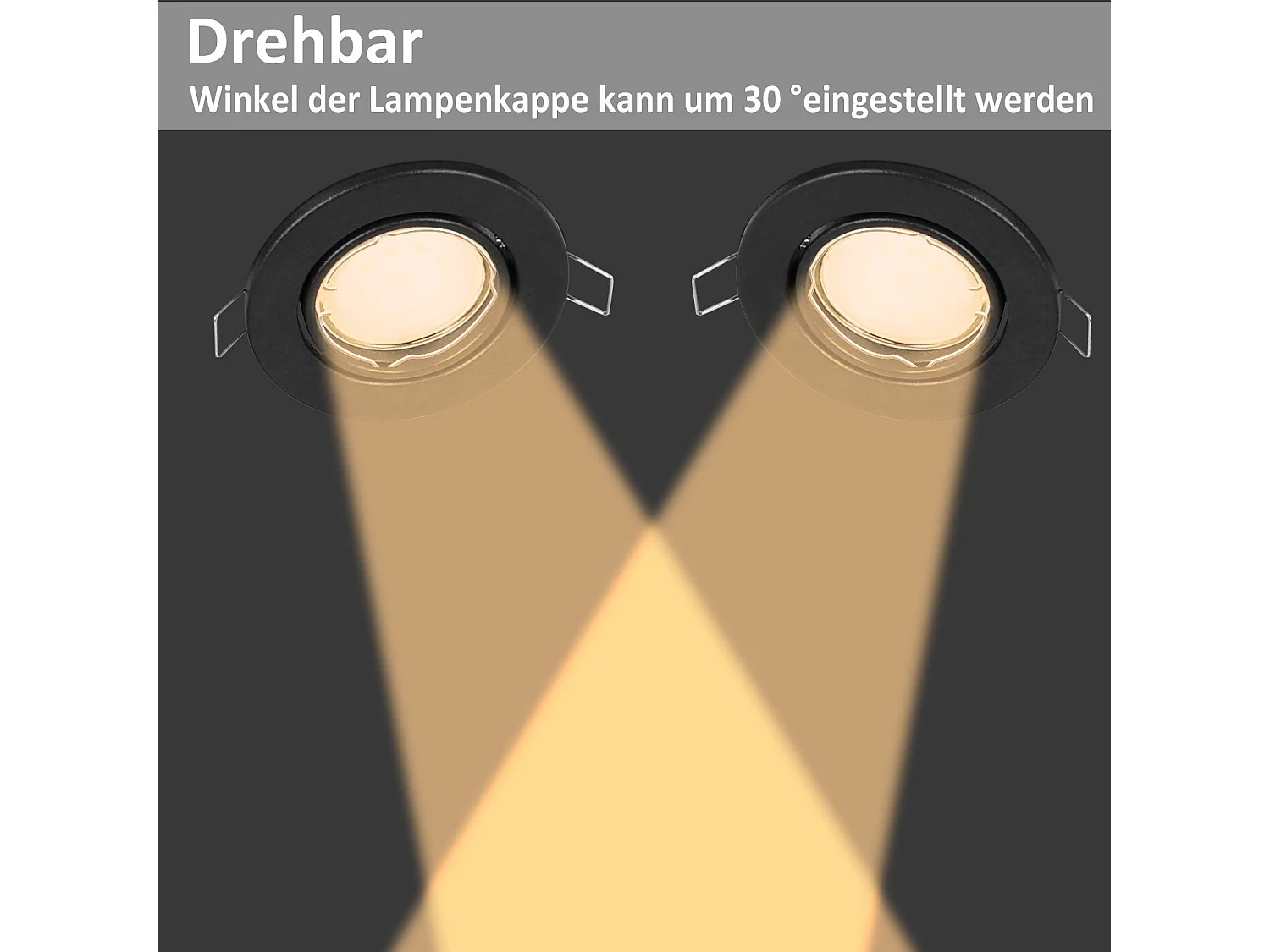 NETTLIFE Set van 6 GU10 LED inbouwspots, 30° rond richtbaar, inclusief chromen frame en halogeenlamphouder, geschikt voor lichtcentra.