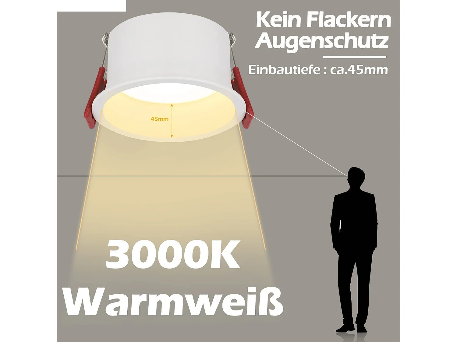 NETTLIFE 5 Spots encastrables LED blanc chaud 3000 K pour salle de bain salon cuisine couloir bureau salle à manger IP44 5W