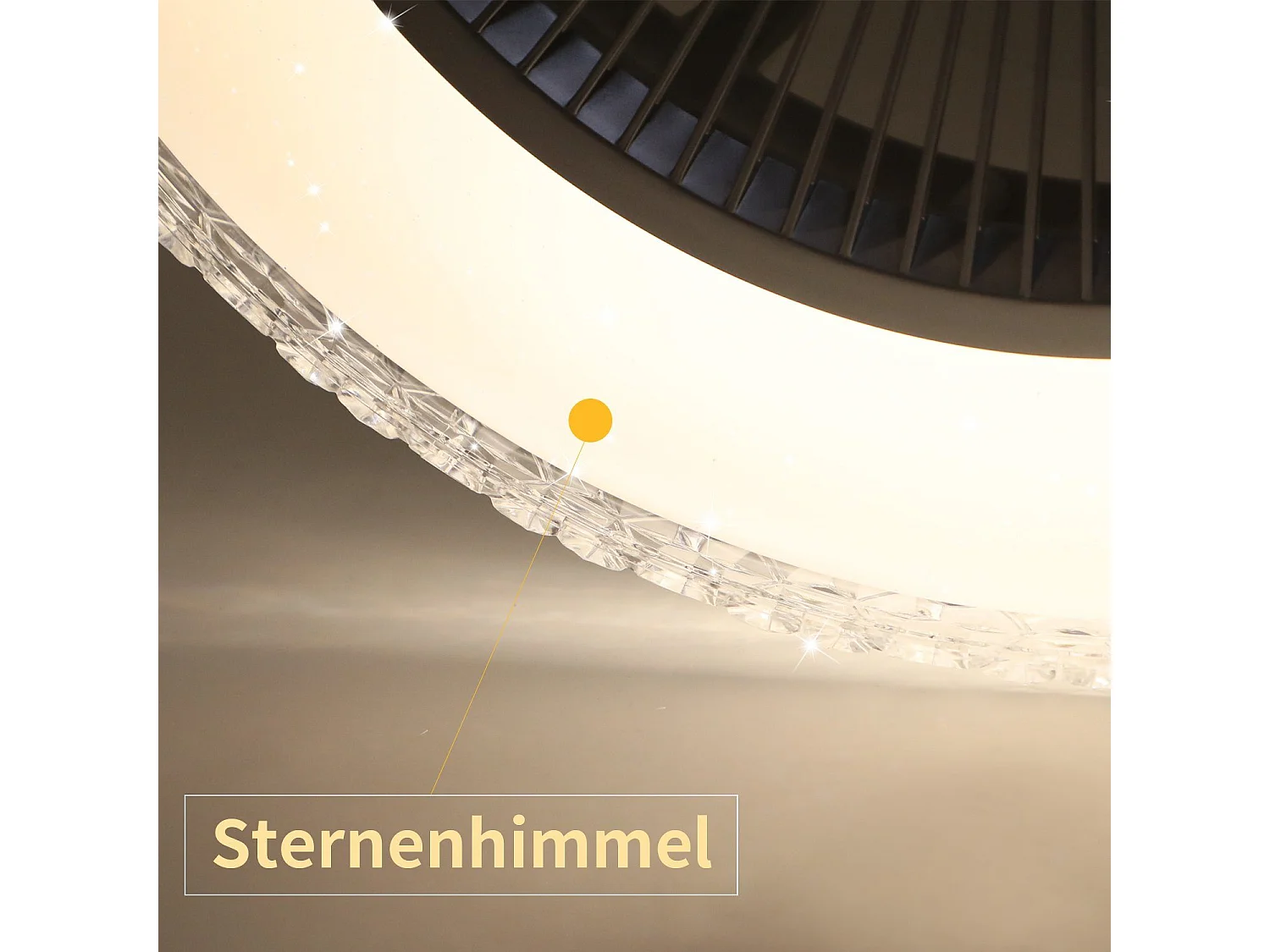 NETTLIFE Ventilateur de plafond avec éclairage LED et télécommande - Silencieux, 48.5CM, gradable, fonction timer, design cristal pour salon/chambre