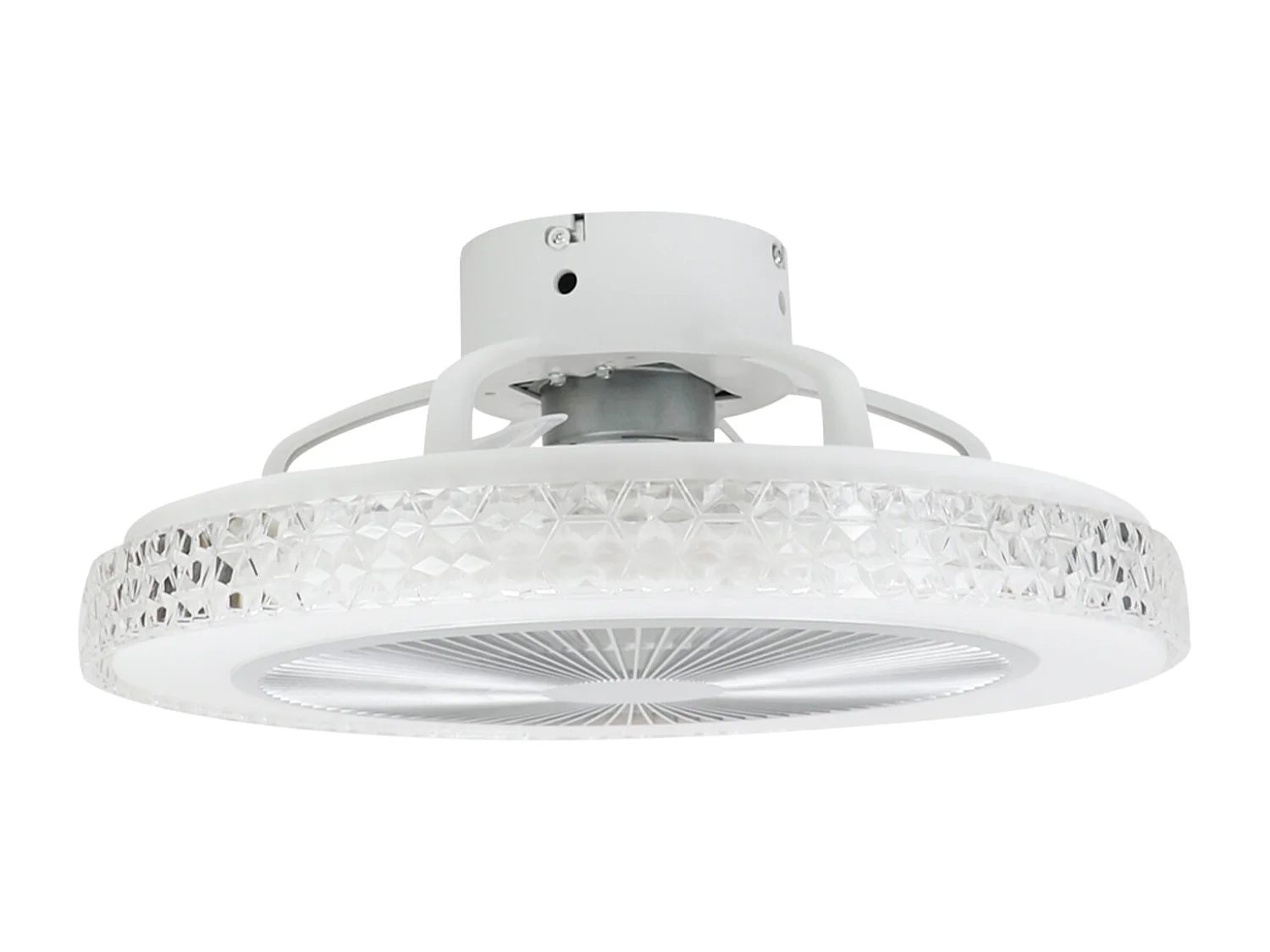 NETTLIFE Ventilateur de plafond avec éclairage LED et télécommande - Silencieux, 48.5CM, gradable, fonction timer, design cristal pour salon/chambre