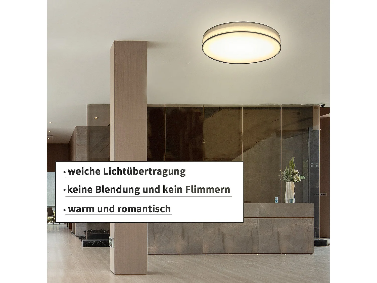 NETTLIFE Plafonnier LED Rond Blanc 30CM Moderne 12W avec Abat-Jour en Tissu 3000K Blanc Chaud pour Salon Chambre