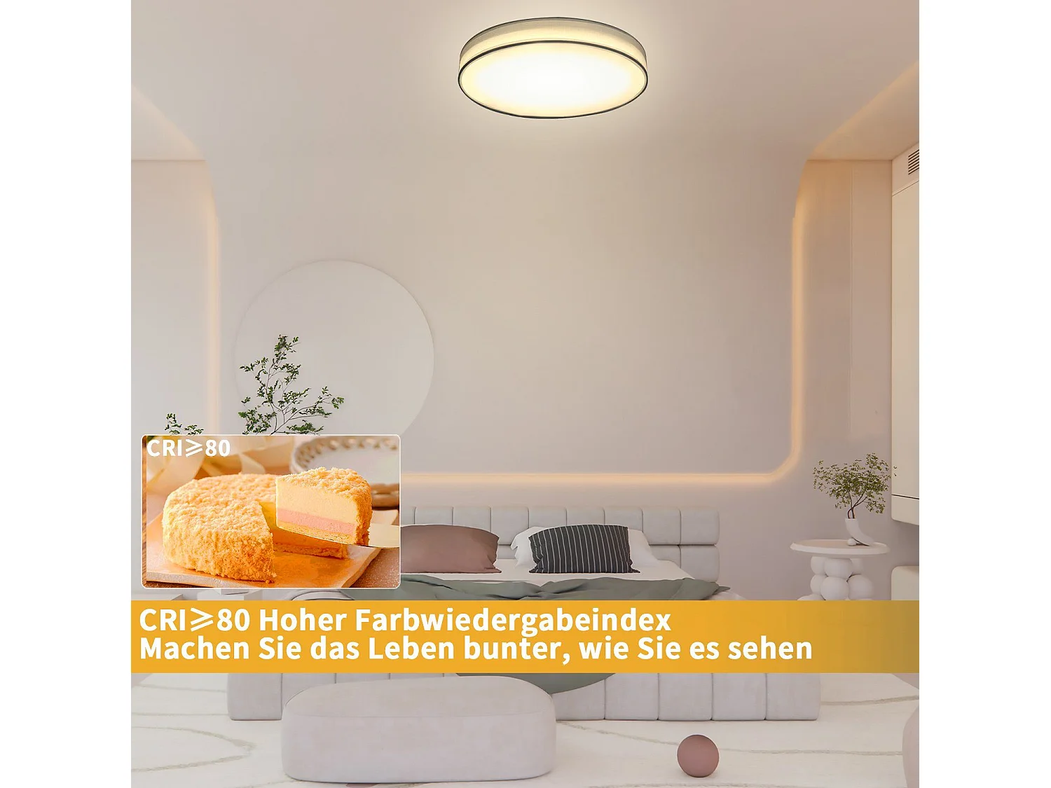 NETTLIFE Plafonnier LED Rond Blanc 30CM Moderne 12W avec Abat-Jour en Tissu 3000K Blanc Chaud pour Salon Chambre