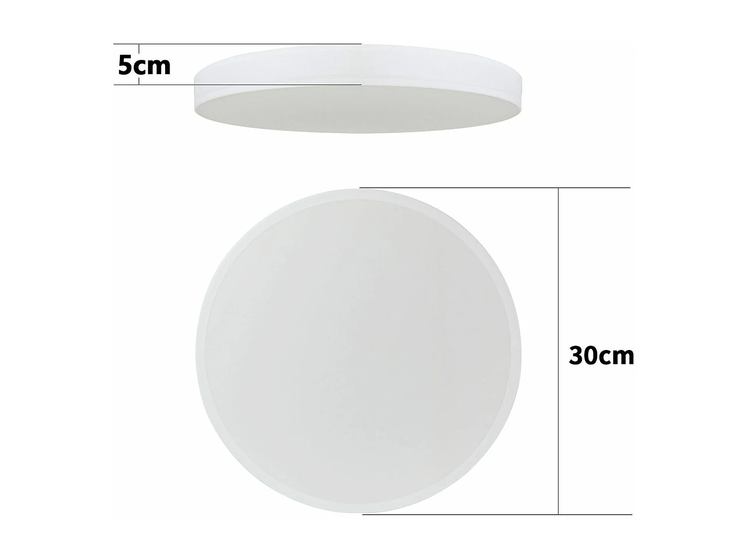 NETTLIFE Plafonnier LED Rond Blanc 30CM Moderne 12W avec Abat-Jour en Tissu 3000K Blanc Chaud pour Salon Chambre