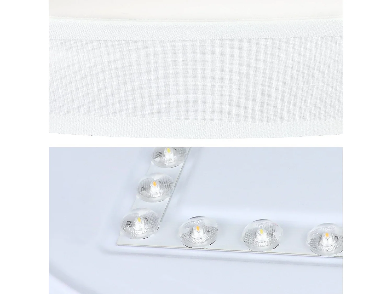 NETTLIFE Plafonnier LED Rond Blanc 30CM Moderne 12W avec Abat-Jour en Tissu 3000K Blanc Chaud pour Salon Chambre