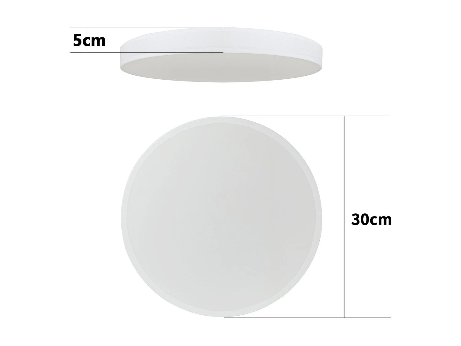 NETTLIFE Plafonnier LED Rond Blanc 30CM Moderne 12W avec Abat-Jour en Tissu 3000K Blanc Chaud pour Salon Chambre