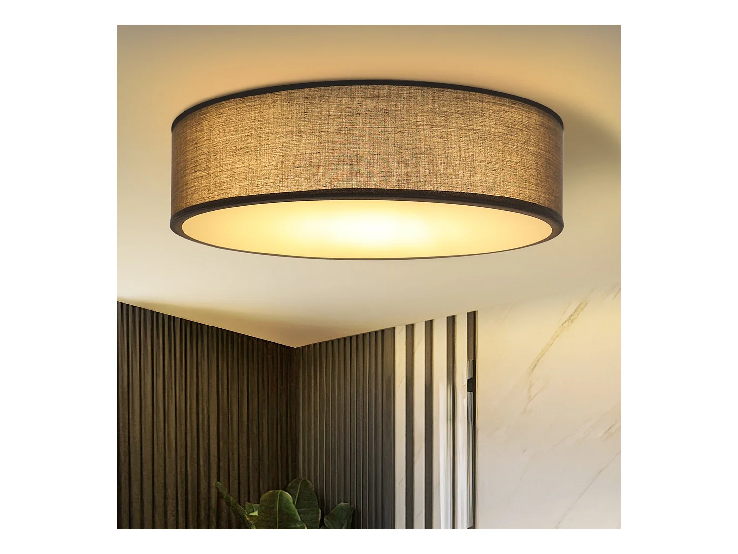 NETTLIFE Plafonnier 30CM E27 Rond Tissu Gris 1 Ampoules Moderne Lampe de Chambre Max.40w pour Salon Cuisine Couloir